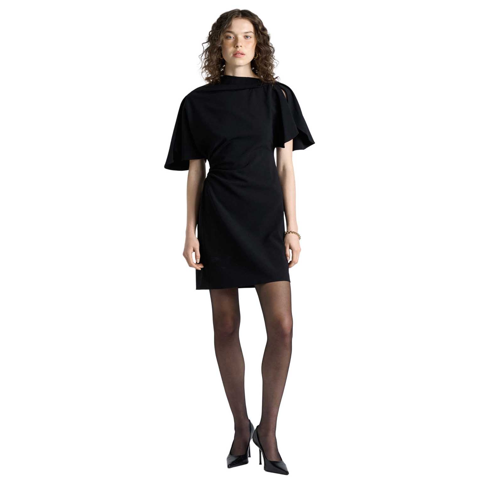 Cue Crepe Draped Neck Mini Dress